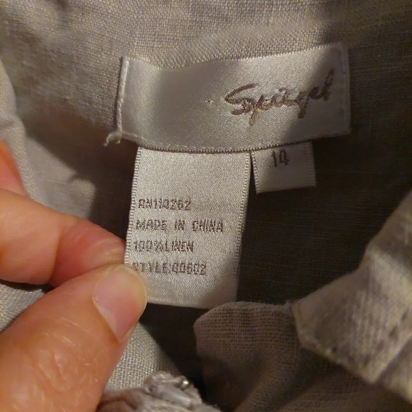 Linen Babydoll Blazer Jacket Lagenlook Beige 14 Minimalist Neutral Workwear - Picture 5 of 11